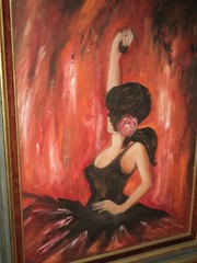 Original Oil Painting Young Latin Lady Dancer by INGRID in 1973 25×31″