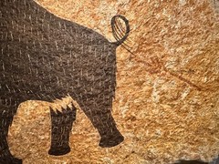 Mammoth Primitive Cave Painting on Hanging Stone Approx. 11x9x1 Inch