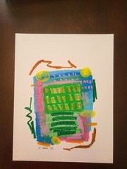 Elvi Original Abstract 8.5×11 Painting On Paper Oil Pastel Signed Modern Art
