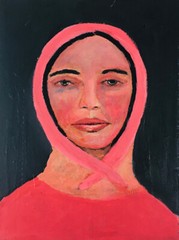 Original Expressive Oil Portrait Painting Realism Pink Woman Art Grace Miz Katie