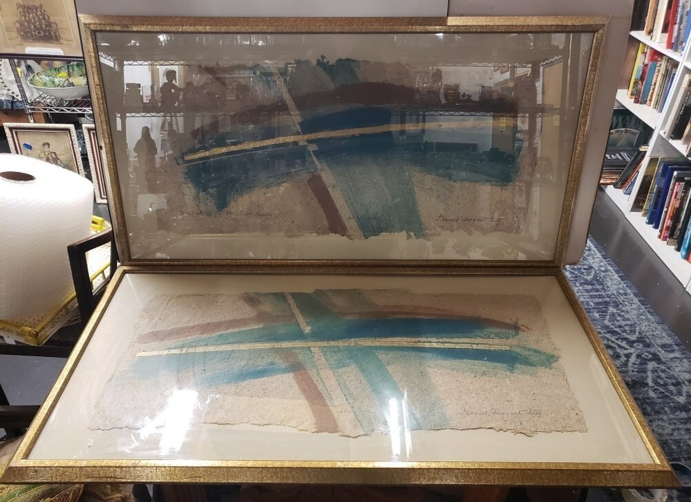 Pair of Frances Swigart Steg Monoprints from Parc St. Charles Hotel, New Orleans
