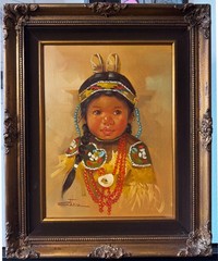 Vintage Oil Paintings Native American Boy & Girl – Signed Artistic Interiors COA