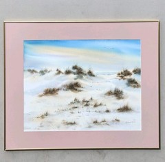Kathleen Ritter Original Watercolor Painting Framed 36×30 Coastal Beach Dunes