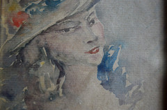 ANTIQUE SMALL PAINTING FRENCH MARIE LAURENCIN AVANT GARDE WOMAN’S PORTRAIT