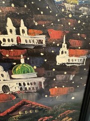 Gonzalo Endara Crow STYLE Painting~Surrealist Mountainside Town~By Perez 22×30