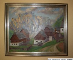 „Expressionist“, Mountain Landscape 50×62 cm, Signed, Oil/Lwnd./Frame