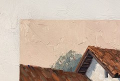 Mikki Senkarik orig Oil Painting San Juan Bautista Mission Garden California Art