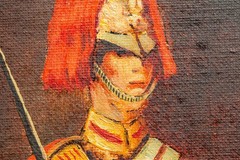 Ceremonial Guard British Military Soldier Horse Royal Mews Antique Oil Painting