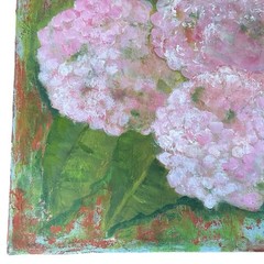 Original Painting Acrylic Hydrangeas Flowers Canvas Distressed Signed 10 X 10”