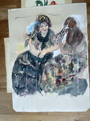 large painting Lea Avizedek gouache expressive Jerusalem Israel