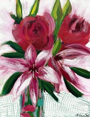 GERARD 11X14 IN-Abstract Expressionist Original Acrylic Painting Flowers