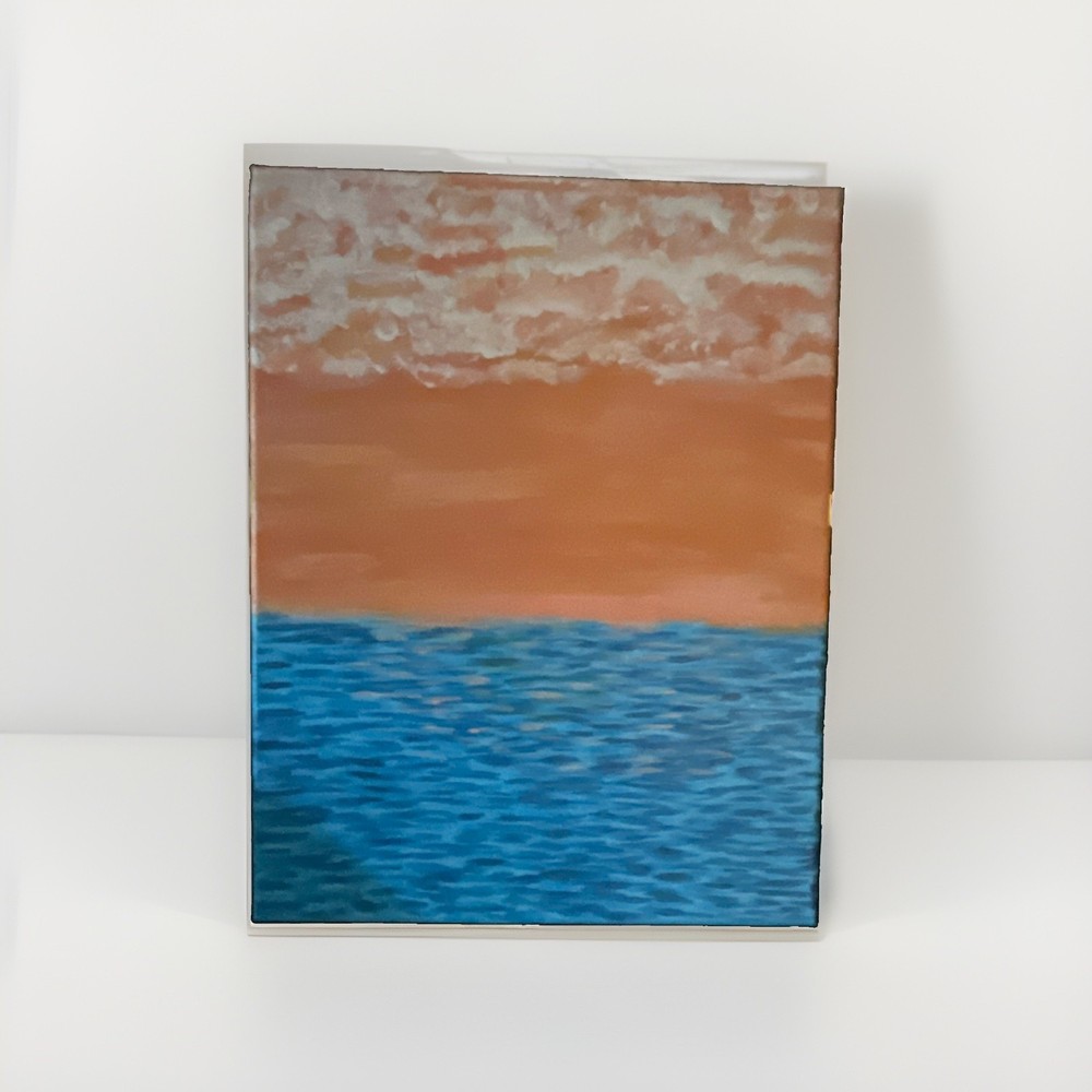 Abstract Seascape Sky Ocean Acrylic Painting on Canvas Panel, Small Unframed