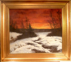 FINN DANNERFJORD! WINTER LANDSCAPE WITH TREES COVERED IN SNOW AT SUNSET