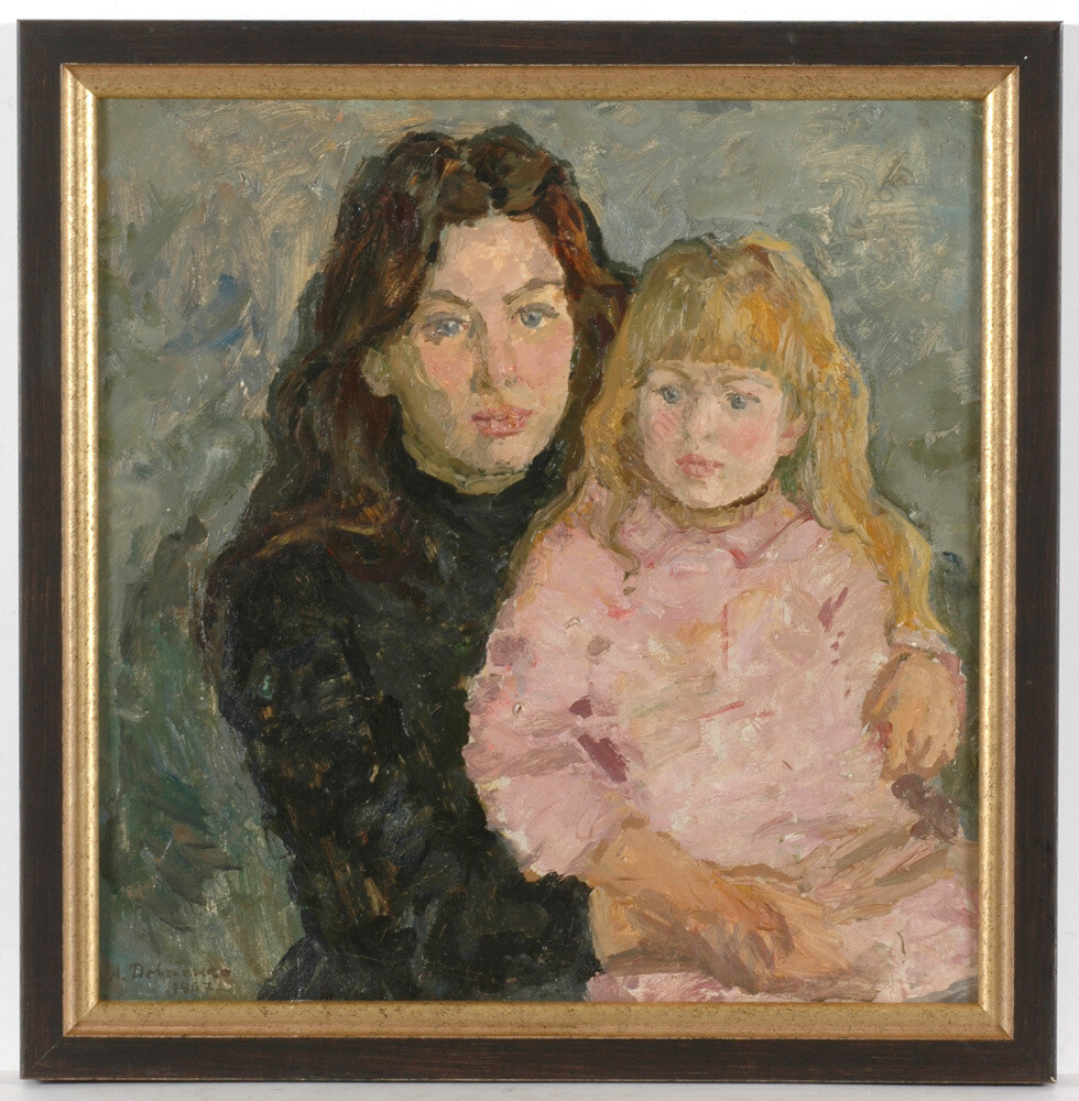 Anatoli Dovzhenko (1932-1991), „Mother and Daughter“ oil painting, 1967 (m)