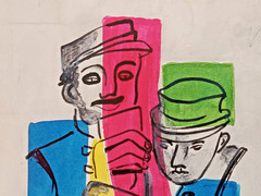 VINTAGE SIGNED COA FINE ARTS PAINTING BY FERNAND LEGER TITLE MEN PLAYING CARDS