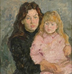Anatoli Dovzhenko (1932-1991), „Mother and Daughter“ oil painting, 1967 (m)