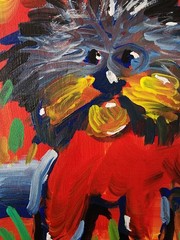 Abstract Expressionism Original Painting Dog 16×12 Fine Art Canvas Decor