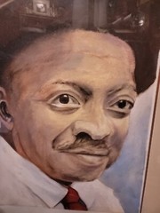 ORIGINAL OIL PAINTING LARGE FRAMED JAZZ MUSICIAN COLEMAN HAWKINS HAT ETCHING VTG