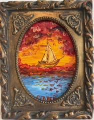 Serg Graff “Ship „Florida“” Original Art, Fantasy Ship Seascape Nautical Art COA