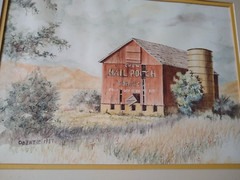 Vtg Americana Watercolor Painting Landmark Barn Signed Sylvia Obert Turner 1987