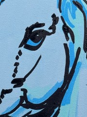 Original Acrylic 11×14 Minimalist Horse Signed Teal Blues Wall Art