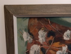 Large MCM Early Mary Ann Ginter Painting circa 1950’s Listed Artist „COTTON“ Art