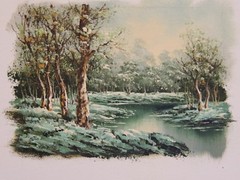 Evening Winter Woods Landscape Oil Painting on Canvas, Signed Gerst? (AW325)