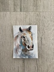 Aceo By Kenna Horse Watercolour & Gouache Painting 2.5” X 3.5” Signed Original
