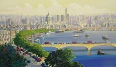 Kerry Hallam, „Thames at Waterloo“, 176/250, Serigraph, Unframed