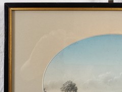 ANTIQUE 1853 ORIGINAL WATERCOLOUR PAINTING BY B FENNING STAGECOACH WITH HORSES.