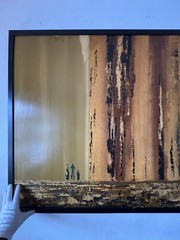 LARGE VINTAGE MODERN ABSTRACT SURREALIST OIL PAINTING CARLO OF HOLLYWOOD 1960s