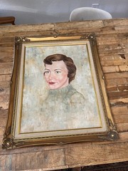 English Mid Century Framed Oil Painting Portrait of a Lady Signed by Bracciale