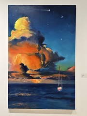 Original Oil Painting, Original Hand-Painted Coastal Landscape with Golden Hues