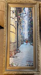 Fernando del Basso (1887 – 1971) „European City Street“ Oil Painting #1 – Framed