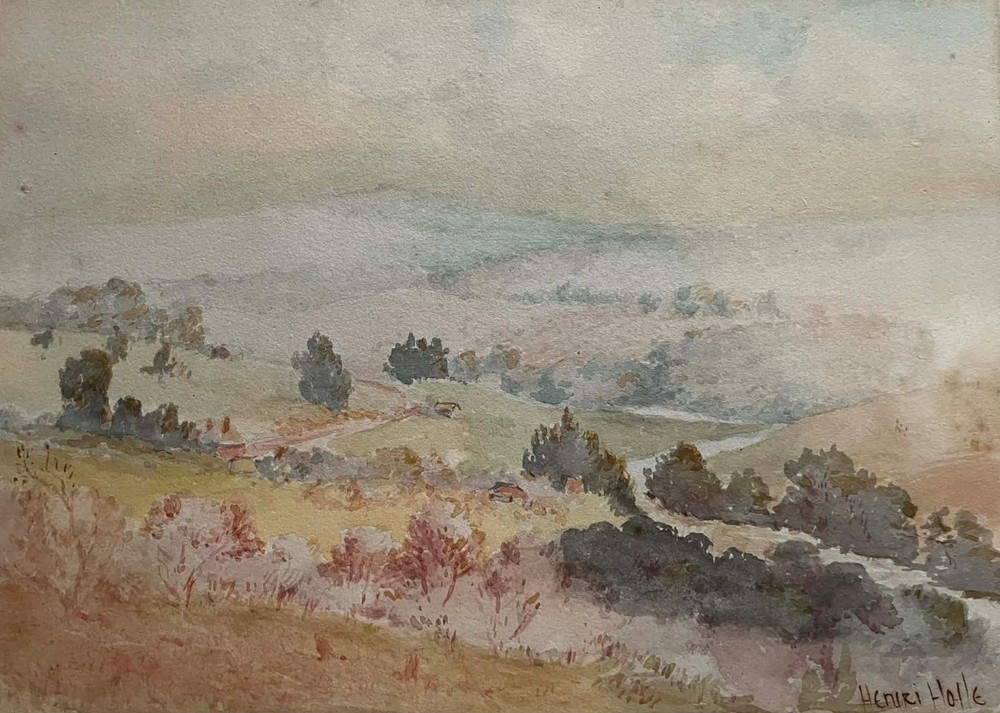 HENRI HOILE AUSTRALIAN COLONIAL WC „ROAD THROUGH GEMBROOK VICTORIA“ C 1900