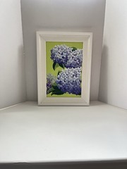 Original Floral Art Artist Signed Blue Hydrangeas Framed