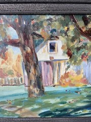 Joel Smith Original Signed Oil Panting #79 White Barn Gray Wood Frame
