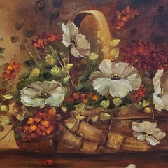 Vintage Artist Signed Floral Still Life Oil Painting on Canvas – Constance Heady