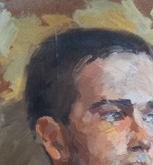 Oil painting Portrait Ukrainian painter cardboard original home decor genre art