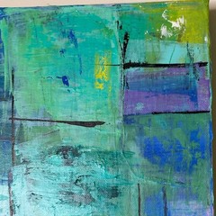 Frames of Hope blue green hues abstract canvas size 48″ x 36″