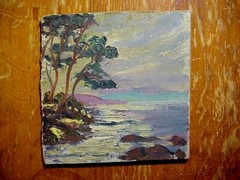 CAROL SIRAK Listed New Hope School ROCKY COASTAL SCENE Impressionist PAINTING