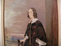 American Victorian ca. 1860 painting lady in an interior