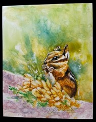 Chipmunk Watercolor Artwork On Premium Canvas Board Hand-Signed By Artist Vibran