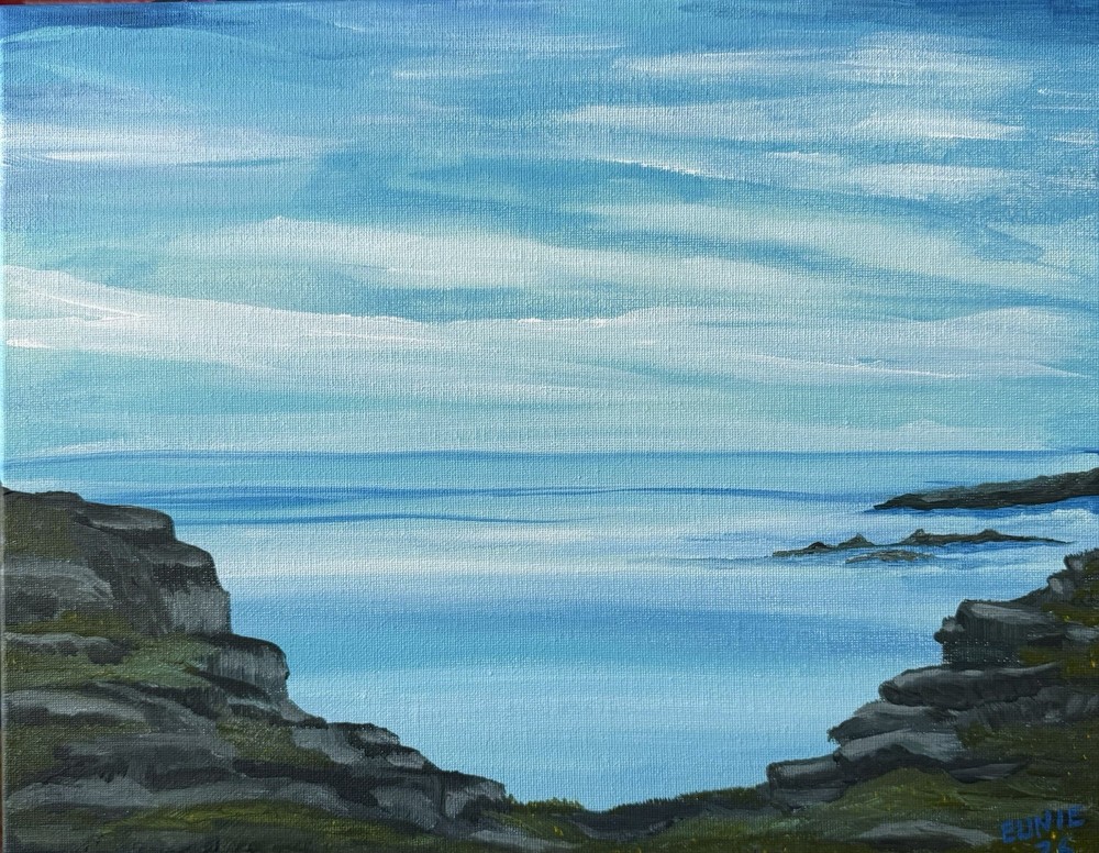 ART JOY – EUNIE 11×14”Acrylic Canvas Original Art Expressionism THE CLIFF 26020