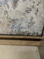 William Saltzman 1969 framed plaster on board 37 in x 53 in „Low Relief“