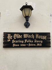 Halloween Salem Witch House Wooden Sign Carved Rustic Antique Look