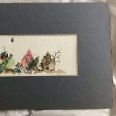 Original Water Color Hot Air Balloons Art Athalio Signed Matted 8in x 18in