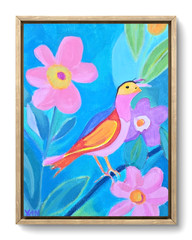 8×10 Bird Art Contemporary Acrylic Minimalism Xtn Original Canvas Painting