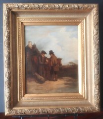 1860s British School Oil on Board Painting „What’s Elsie Worth?“