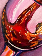 Red Wine Bottle Acrylic Painting 8×8” On Canvas Panel Glass Connecticut Artist